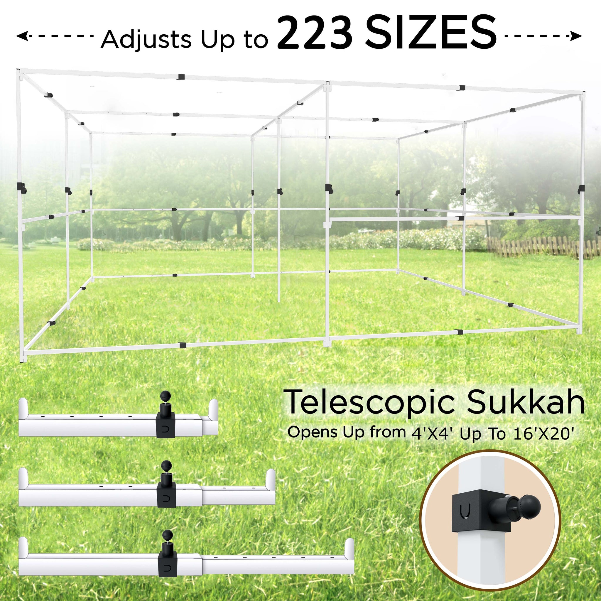 Sukkot Hadar- Extra-Large 16X20 Telescopic Sukkah Set+ Plus Sukkah Carry Bag