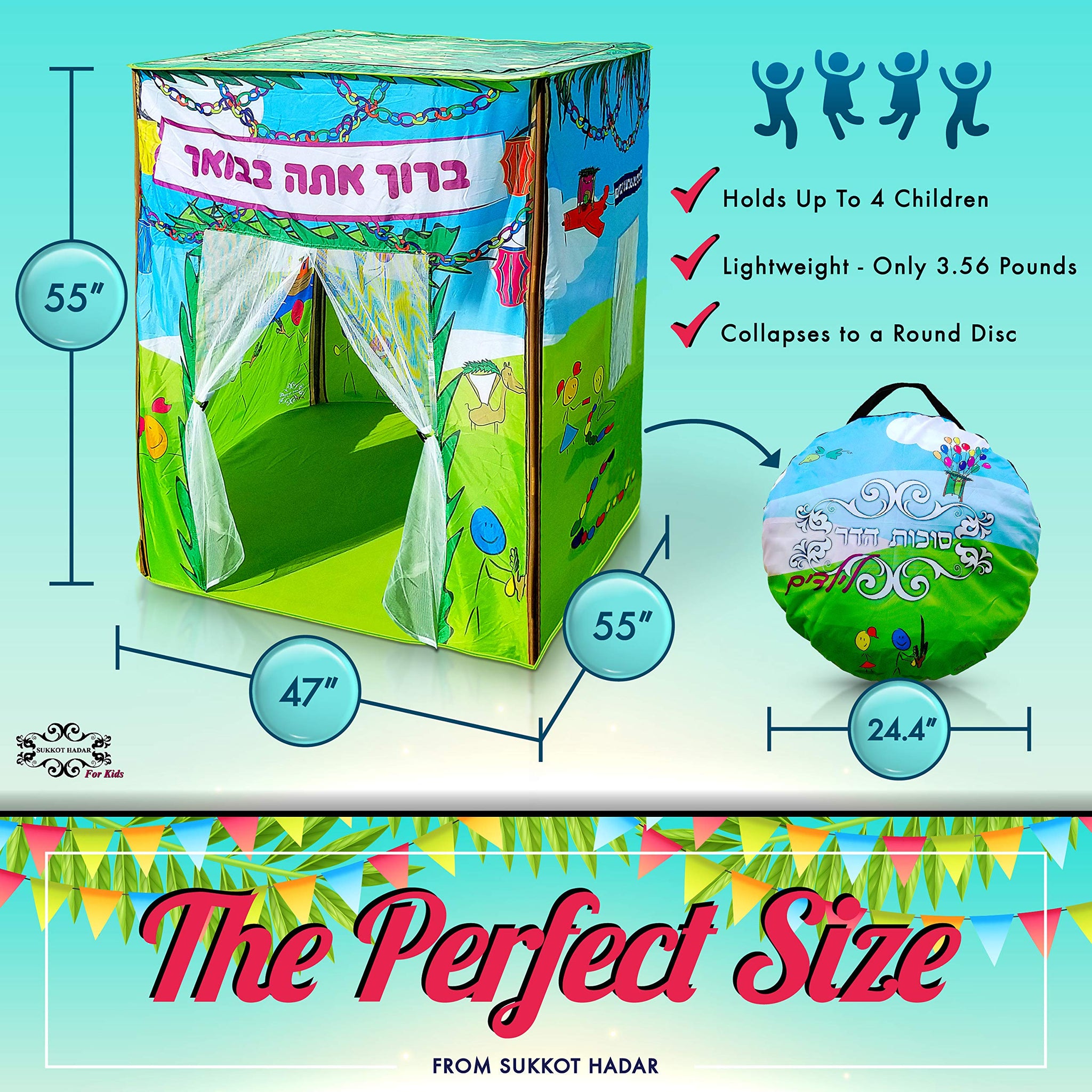 Children’s Pop Up Sukkah (Sukkot, 50 x 50 Inch)