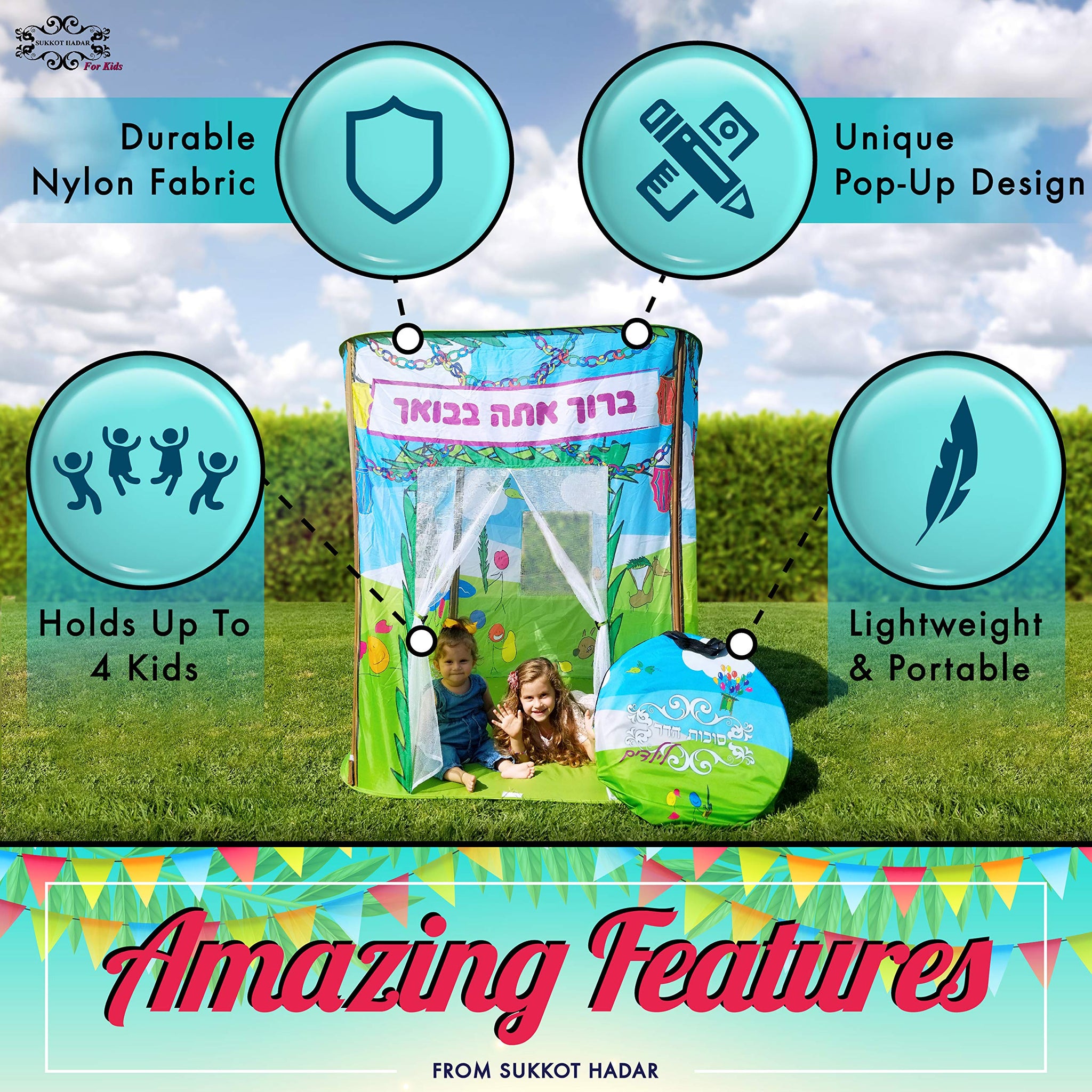 Children’s Pop Up Sukkah (Sukkot, 50 x 50 Inch)